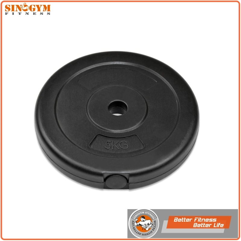 Black Plastic Round PE Cement Dumbbell Weightlifting Weight Plate