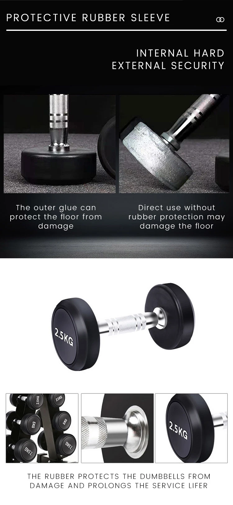 Good Quality Black Dumbbell Weight Home Gym Weight Training Dumbbells