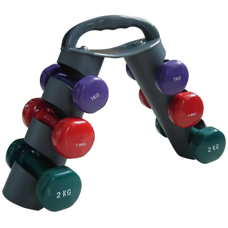 12kg Vinyl Dumbbell Set with Plastic Rack