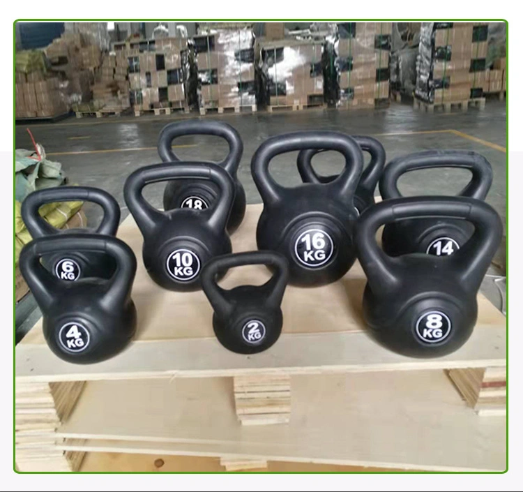 Household Weight Lifting Gym Equipment Manufacture Power Training Rubber Coated Cement Kettlebell