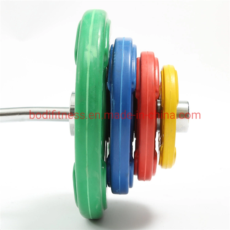 Colored Three Holes Rubber Coated Weight Plate