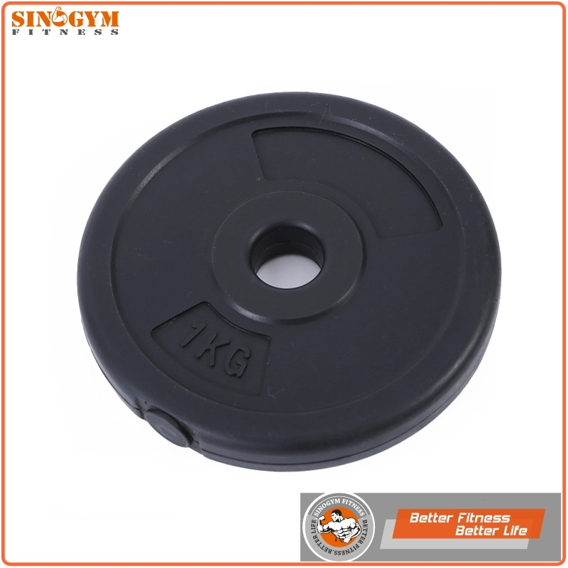 Black Plastic Round PE Cement Dumbbell Weightlifting Weight Plate