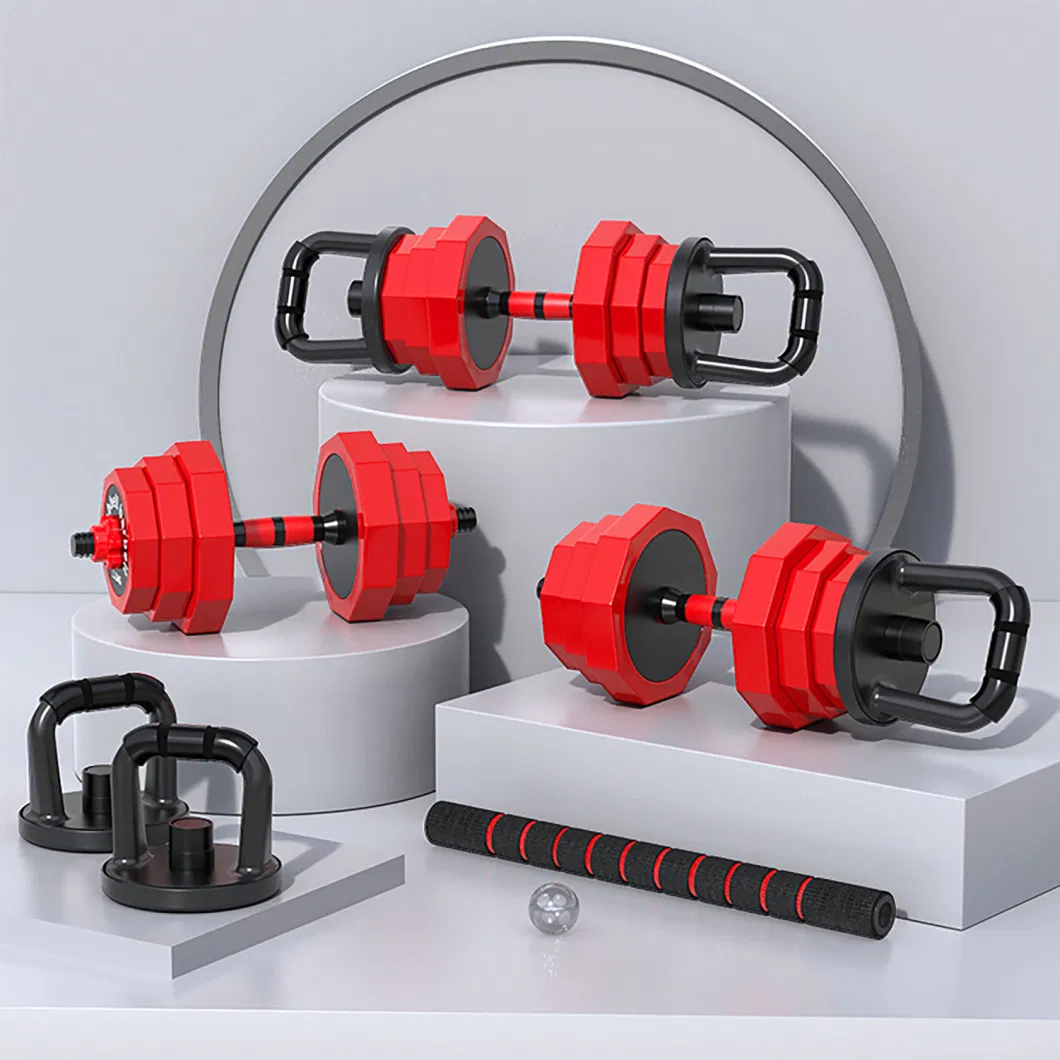 Dumbbells Colored 10/15/20/25/30/40kg 2 In1 Adjustable Barbell Kettle Bell Dumbbell Set Cast Iron Cement Dumbbell Sets