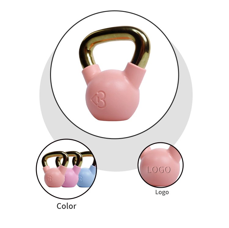 Wholesale Professional High Quality Home Gym Use Fitness Custom Logo Portable No Slip Premium Coated Pink Rubber Kettlebell