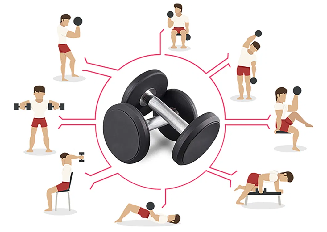 Gym Fitness Equipment Rubber Round Dumbbell