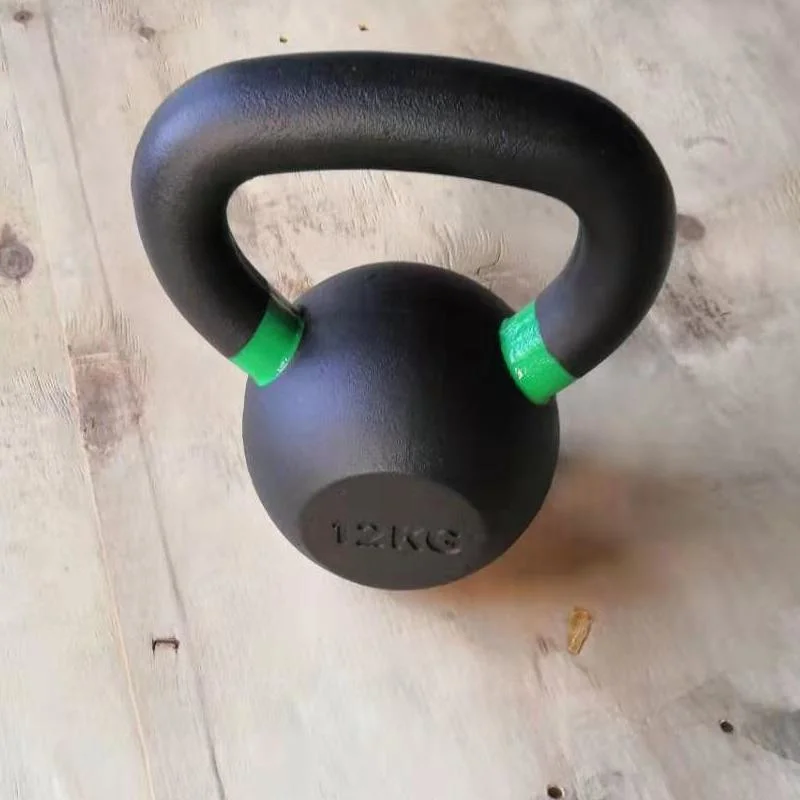 Black Cast Iron Kettlebell with Colour Rings