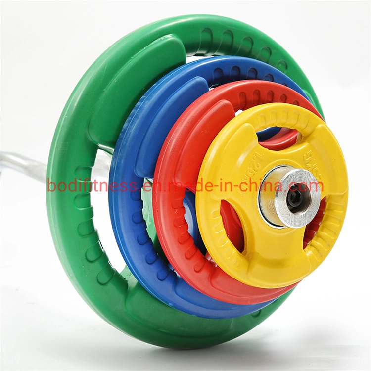 Colored Three Holes Rubber Coated Weight Plate