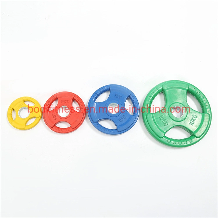 Colored Three Holes Rubber Coated Weight Plate