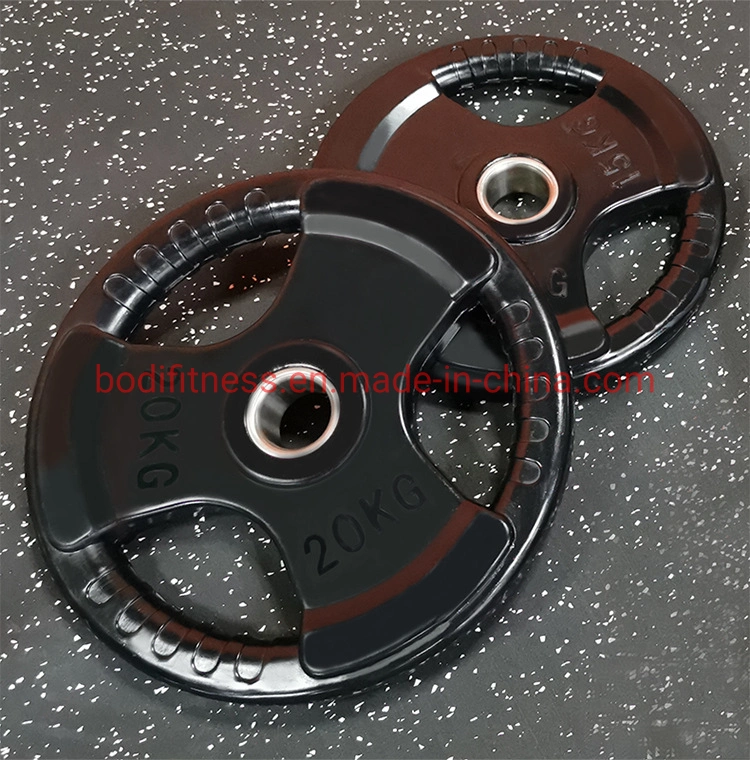 Colored Three Holes Rubber Coated Weight Plate