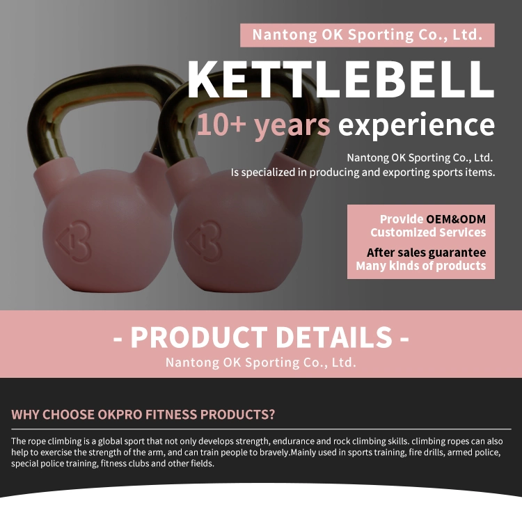 Wholesale Professional High Quality Home Gym Use Fitness Custom Logo Portable No Slip Premium Coated Pink Rubber Kettlebell