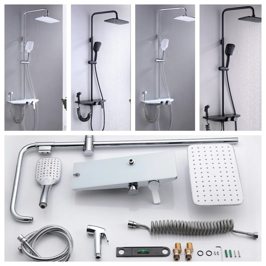 Factory Rain Rainfall Square Chrome Water Saving Showerhead Set