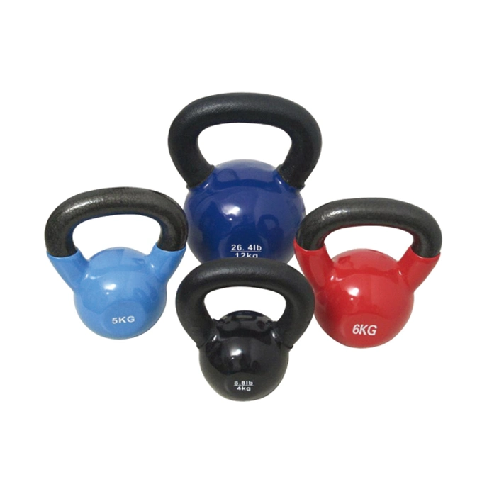 Colored Custom Logo Gym Lifting Cast Iron Vinyl Neoprene Dipping Coated Kettlebells