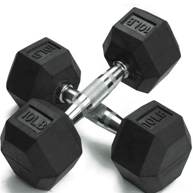 Gym Hex Dumbbells Rubber Encased Solid Weights Sets Hexagonal Dumbbell Set