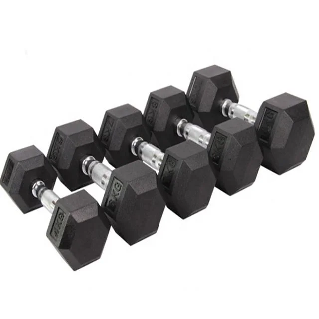 Gym Hex Dumbbells Rubber Encased Solid Weights Sets Hexagonal Dumbbell Set