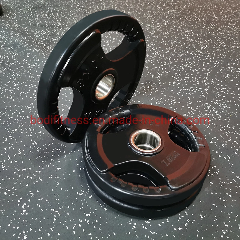 Colored Three Holes Rubber Coated Weight Plate