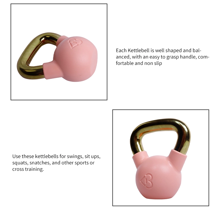 Wholesale Professional High Quality Home Gym Use Fitness Custom Logo Portable No Slip Premium Coated Pink Rubber Kettlebell