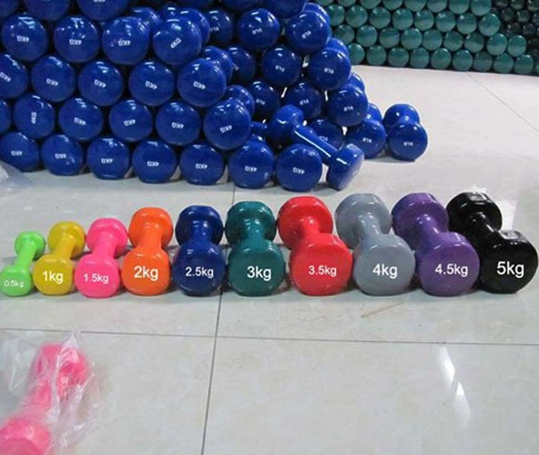 Hex Colorful Vinyl Coating Cast Iron Dumbbells