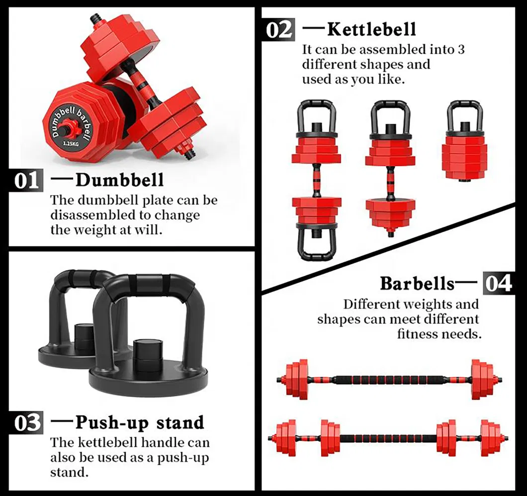 Dumbbells Colored 10/15/20/25/30/40kg 2 In1 Adjustable Barbell Kettle Bell Dumbbell Set Cast Iron Cement Dumbbell Sets