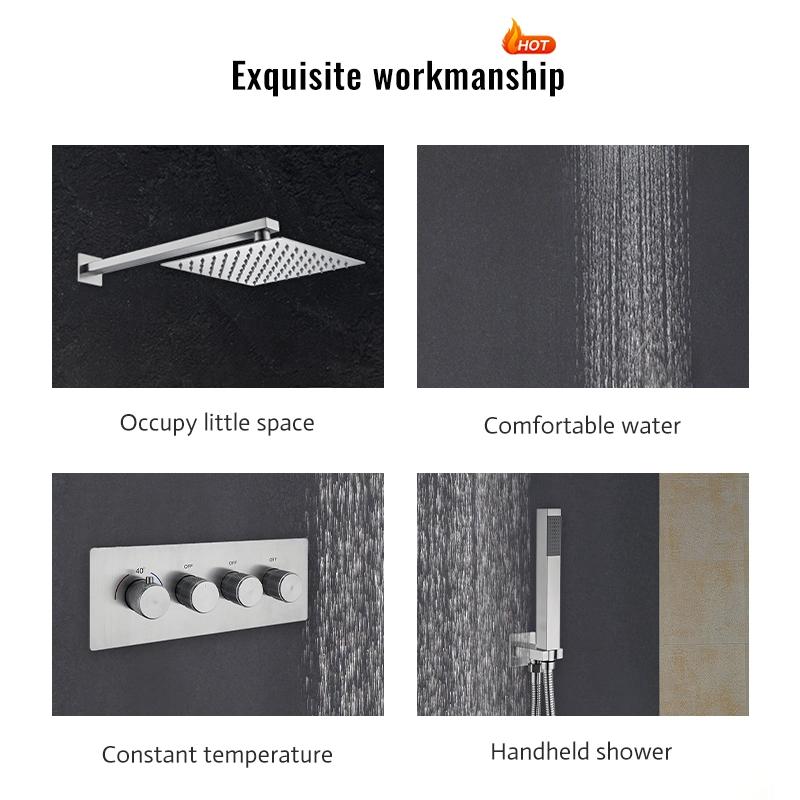 Luxury Kaiping Rain Rainfall Square 8&quot; Chrome Water Saving Showerhead Set