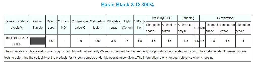 Cationic Dyes/Basic Balck X-2g 100%/Basic Black X-2rl 100%/Basic Black X-Fbl 200%/Basic Black X-O 300%/Basic Black X-Rl 100%