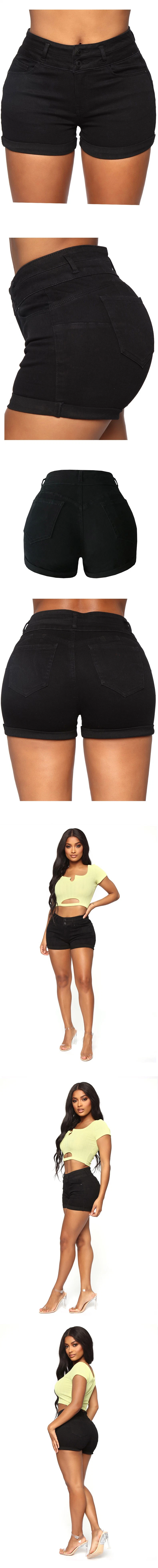 Slim Stretch Hip Lift Boutique Ladies Tight Fitting Jeans Women′s Denim Shorts