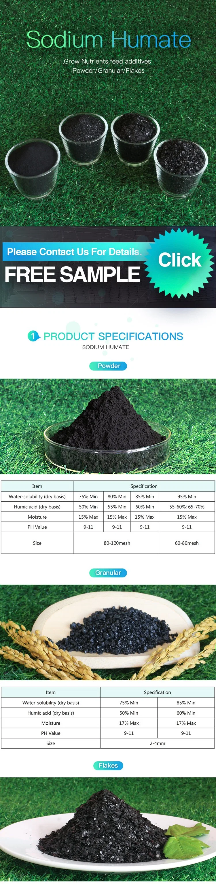 Supplier 95% Min Flake Price 68131-04-4 Sodium Humate