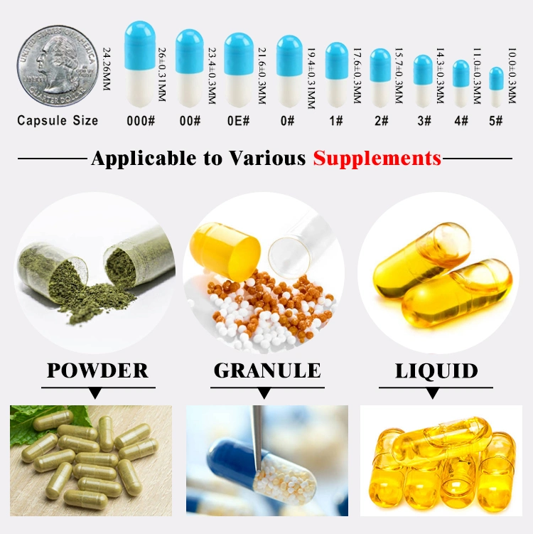 Capsulcn HPMC Halal Certified Health Mixing of Purple Indigo Blue Violet and Black Vegetarian Capsule Shell Empty Capsules