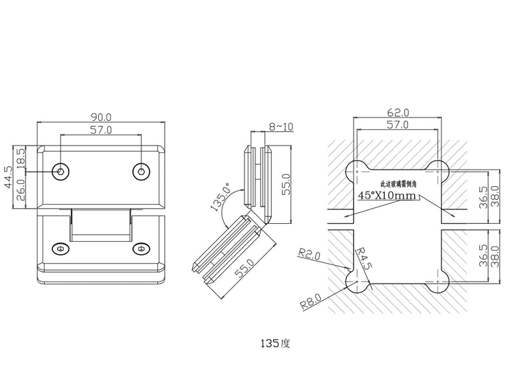 Frameless Shower Hardware Shower Hinge