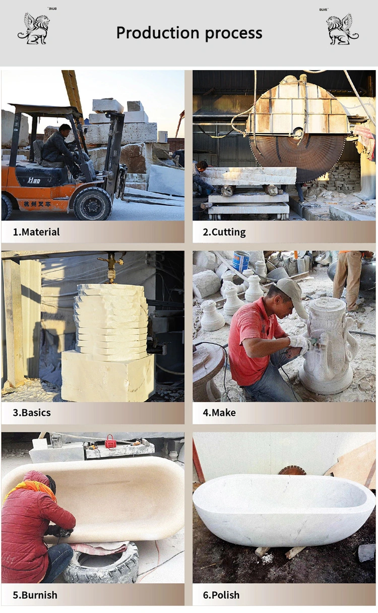 Polish Marble Custom-Made Freestanding Round Solid Natural Stone Bathtub Mbbg-13