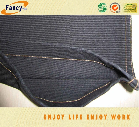 100% Cotton Over Dyeing Black Color Jeans Fabric