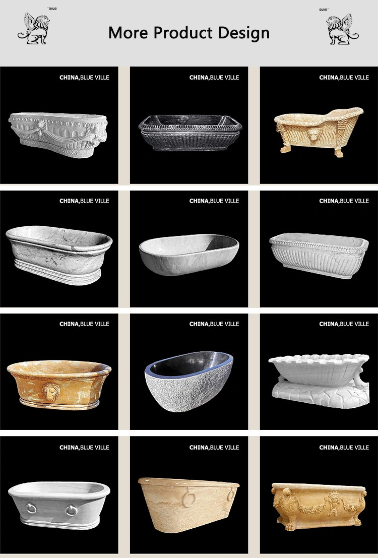 Polish Marble Custom-Made Freestanding Round Solid Natural Stone Bathtub Mbbg-13