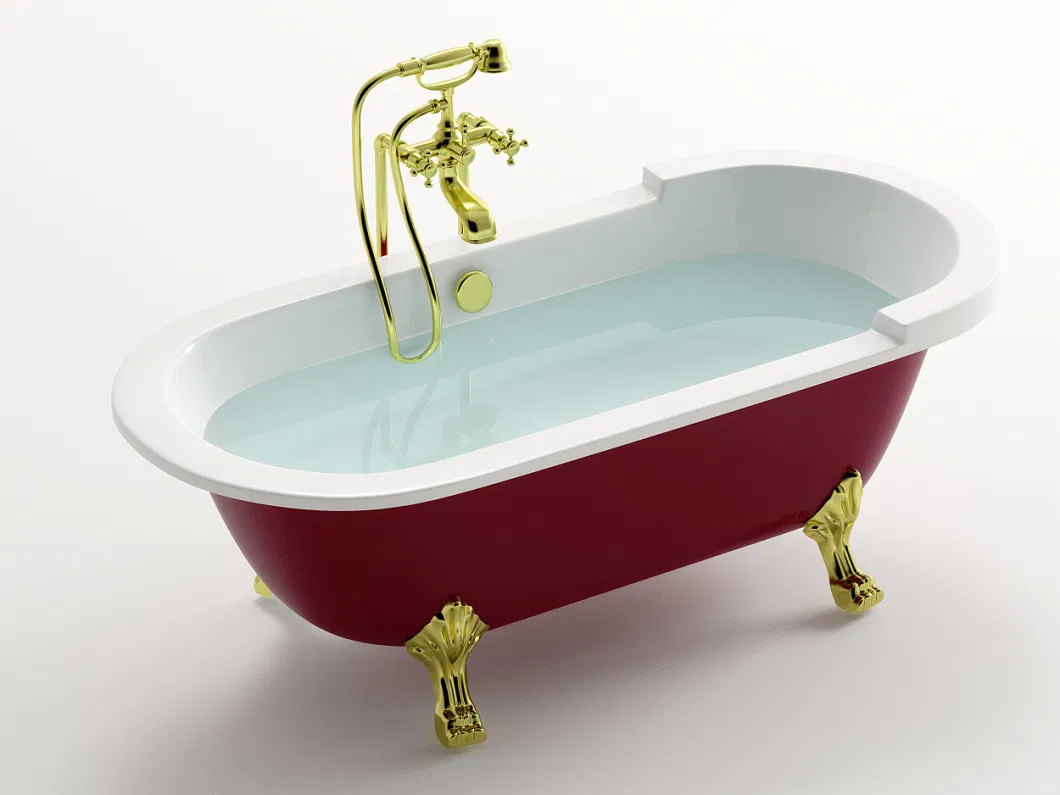 Good Quality Foshan Acrylic Claw Foot Red Freestanding Tub Q359s