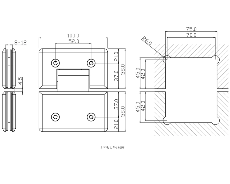 Glass Hinge Fire Resistant Panel Clamp