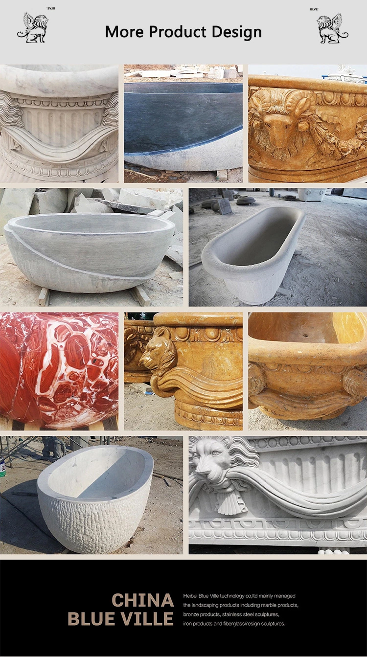 Polish Marble Custom-Made Freestanding Round Solid Natural Stone Bathtub Mbbg-13