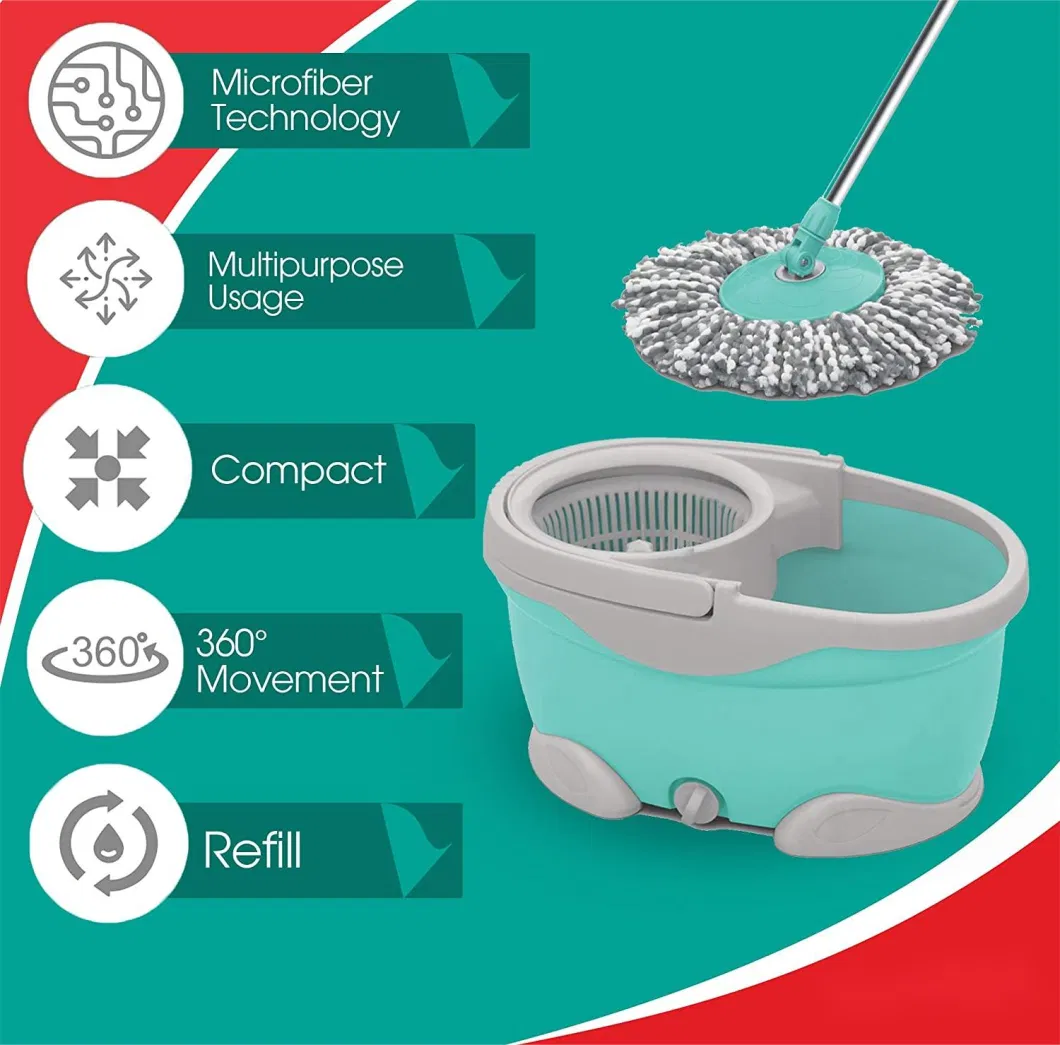 360 Spinning Mop Bucket Floor Cleaning Mopping System Bucket Spin Mop