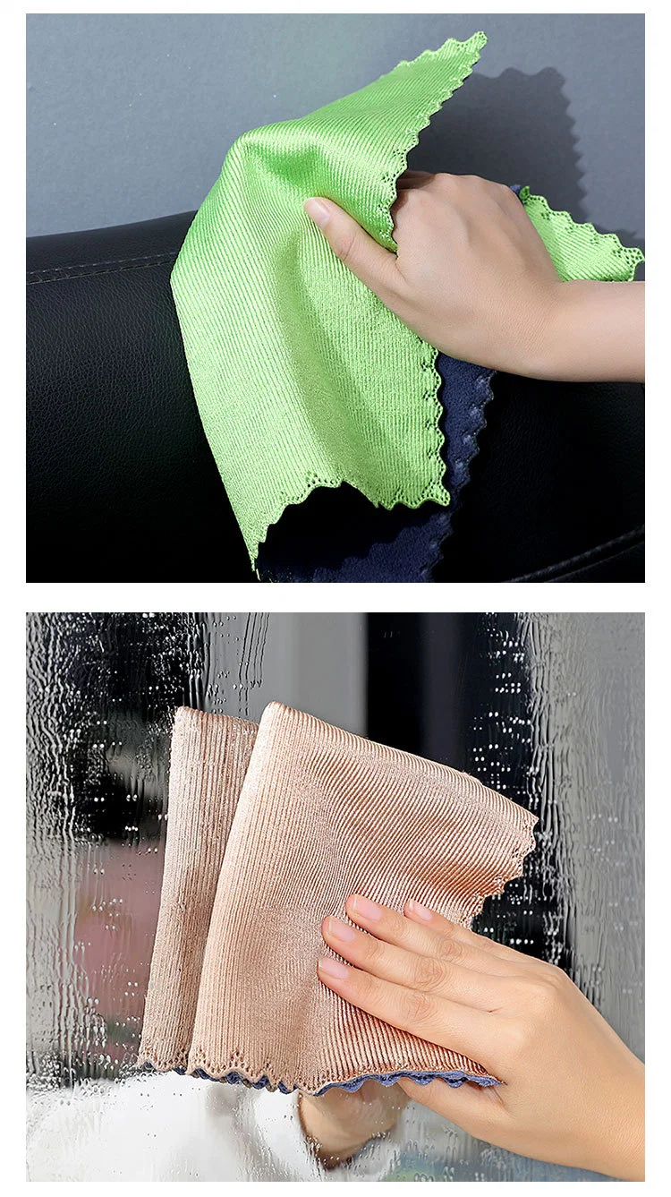 25*25cm Bi-Sided Coral Fleece Glass Towel Microfiber Cleaning Cloth