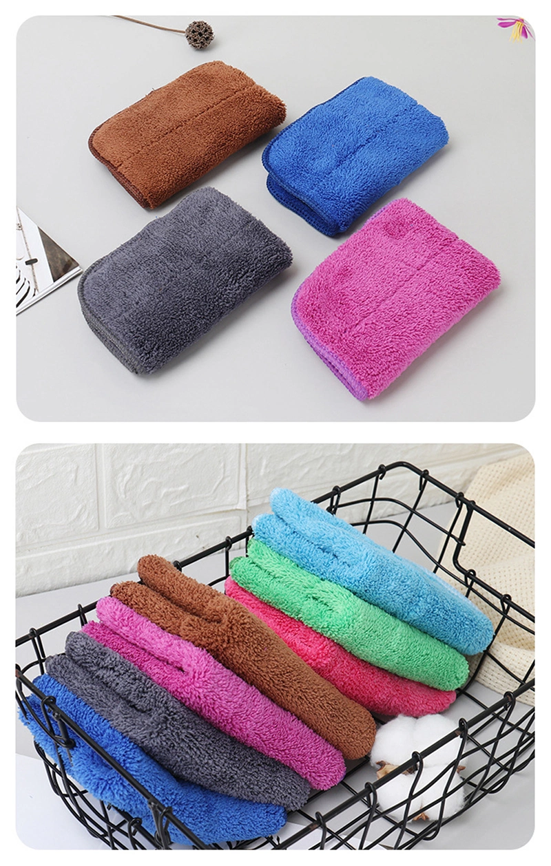 Ultra Soft Coral Fleece Terry Cloth Wash Cleaning Rags with Plush Hair and Highly Water Absorbent