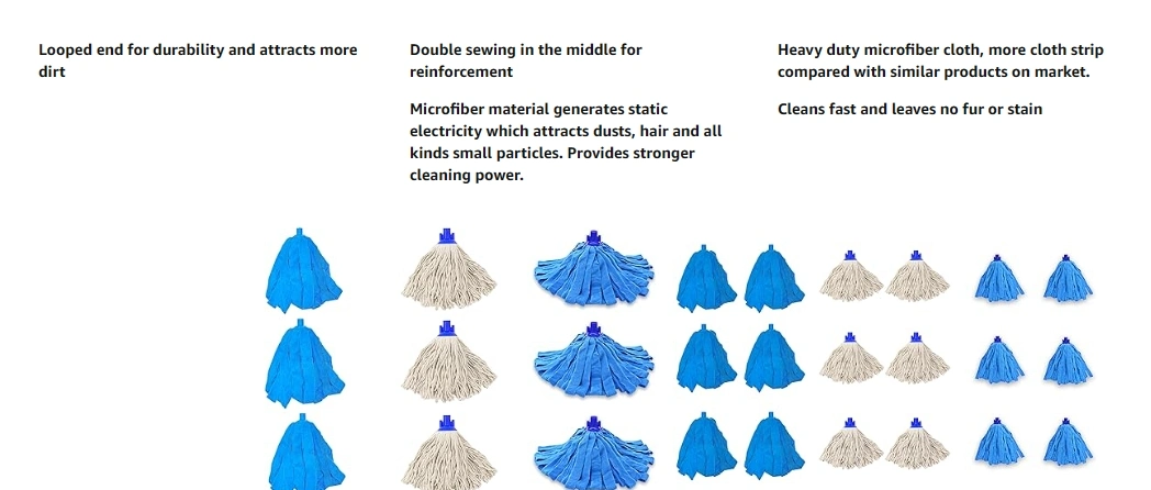 130g Mop Head Replacement Blue Microfiber Cloth Mop Head