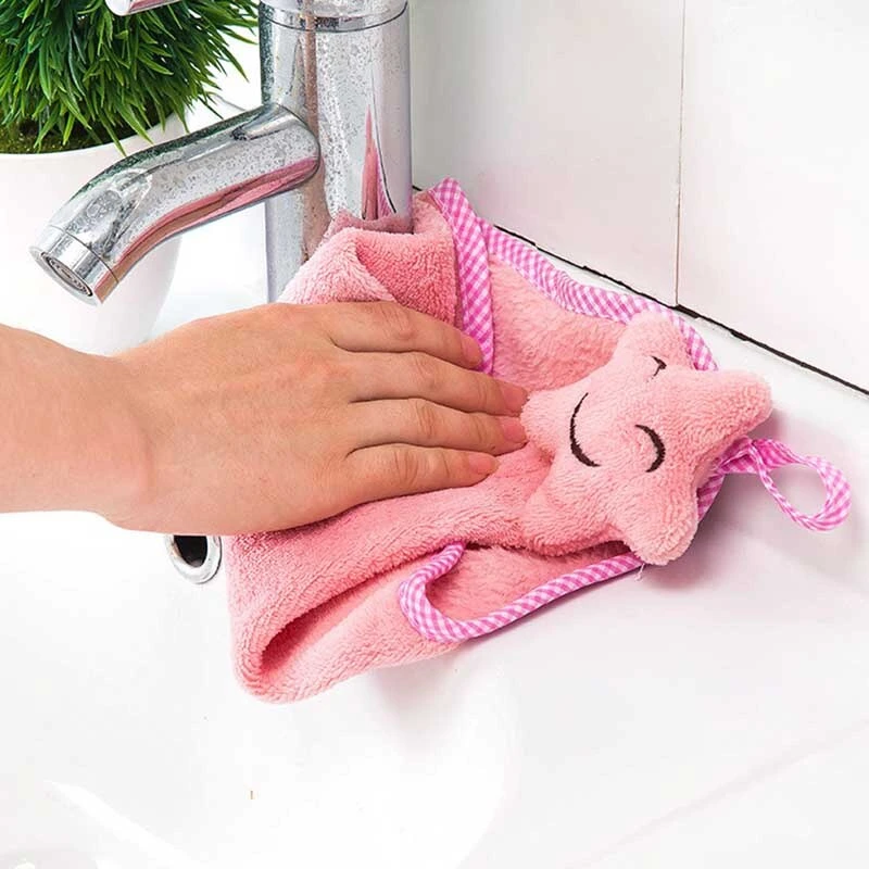 Super Absorbent Soft Lint Free Quick Dry Cartoon Velvet Hang Towel Microfiber Cloth Wipers Rags