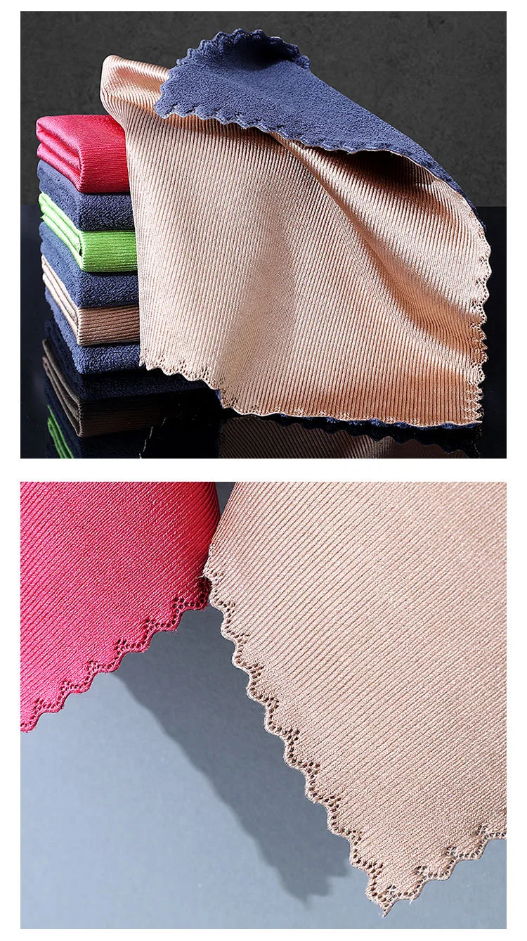 25*25cm Bi-Sided Coral Fleece Glass Towel Microfiber Cleaning Cloth