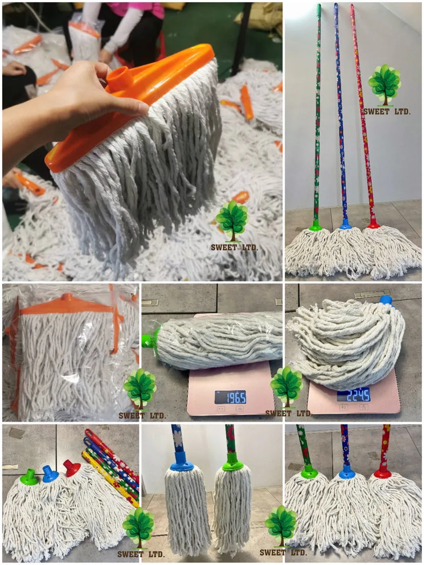 Color Coded Heavy Duty Industrial Cotton String Kentucky Wet Floor Cleaning Mop with Handle