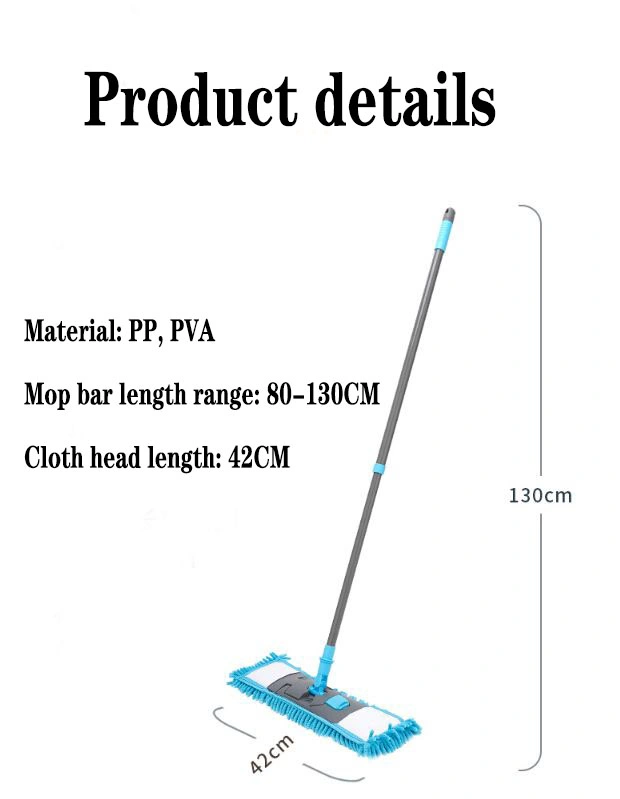 New Lazy Mop Telescopic Iron Chenille Cloth Head Hollow Plate Flat Mop