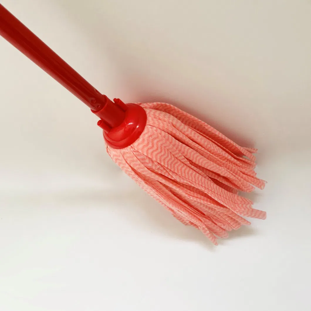 Customized Color Wet Mop with Metal Handle and 110 Grams in 80% Polyester, 20% Polyamide Spunlace Twisted Nonwoven for Cleaning All Floor