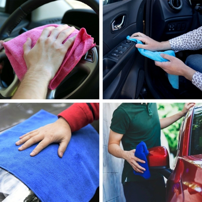 Custom Logo Lint Free Rapid Drying Microfiber Towel for Car Cleaning Buffing