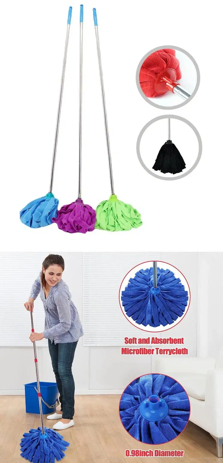 Household Floor Cleaning Products Rotating Plastic Mops Head Replaceable Absorbent Microfiber Strips Cloth Mop