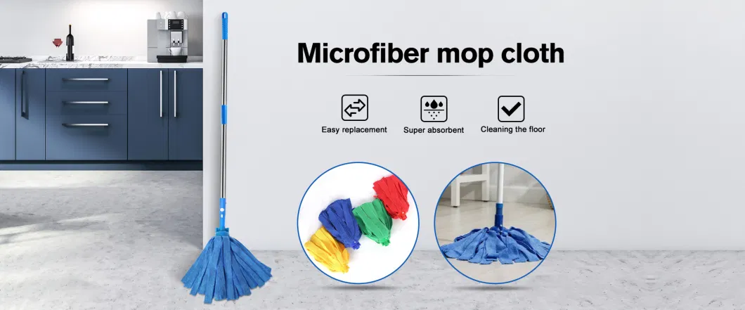 Household Floor Cleaning Products Rotating Plastic Mops Head Replaceable Absorbent Microfiber Strips Cloth Mop