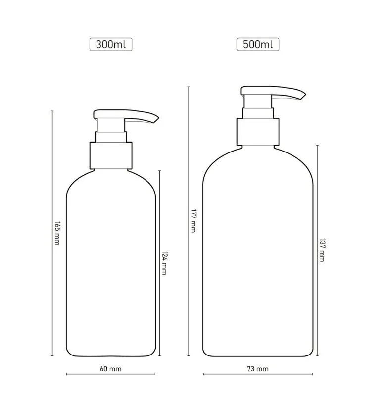 300/500ml Clear Plastic Bottle with White or Yellow Color Lotion Pump