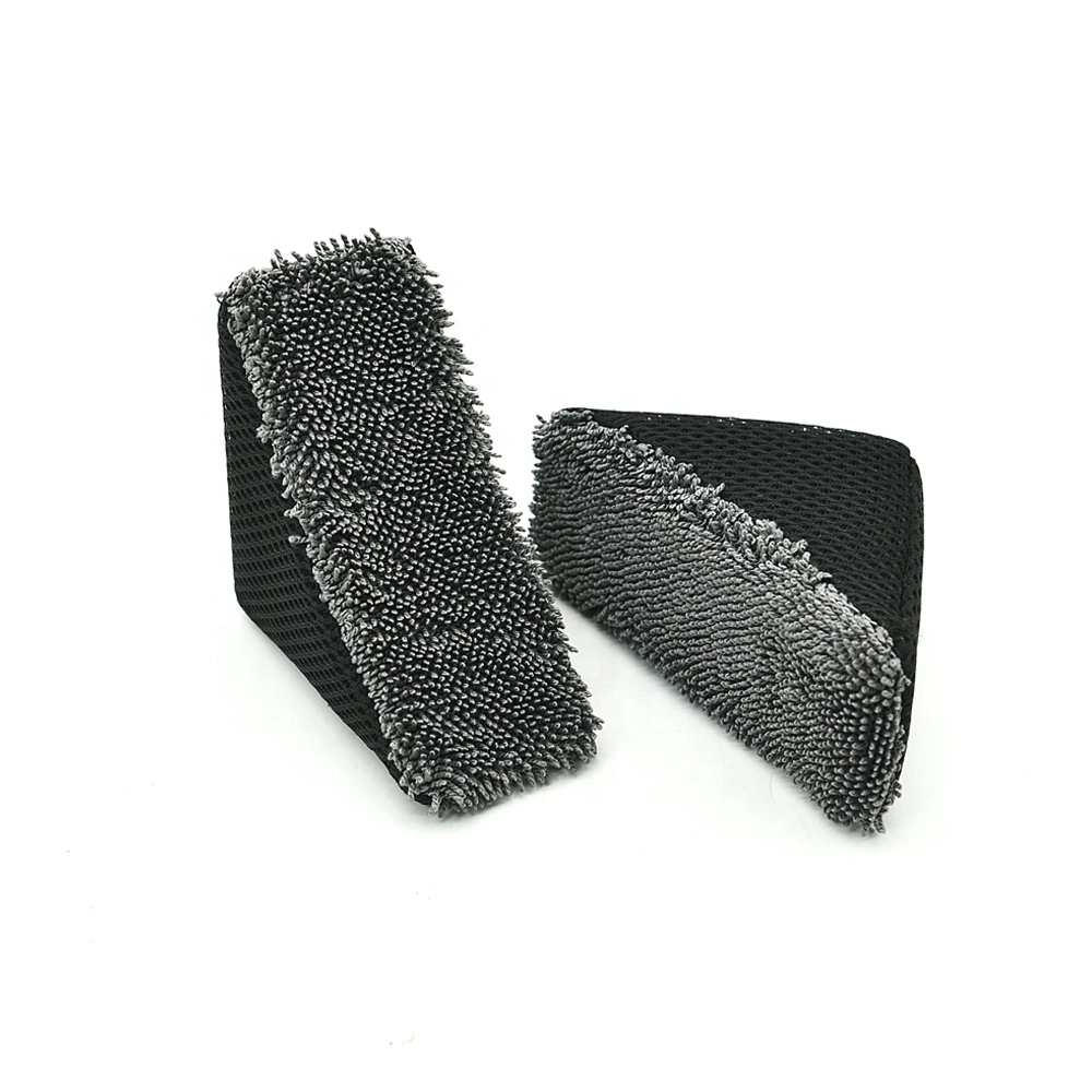 Shineopen Microfiber Twist Wedge Scrubber Car Detailing Tire Shine Cleaning Sponges Microfiber Applicator Pad