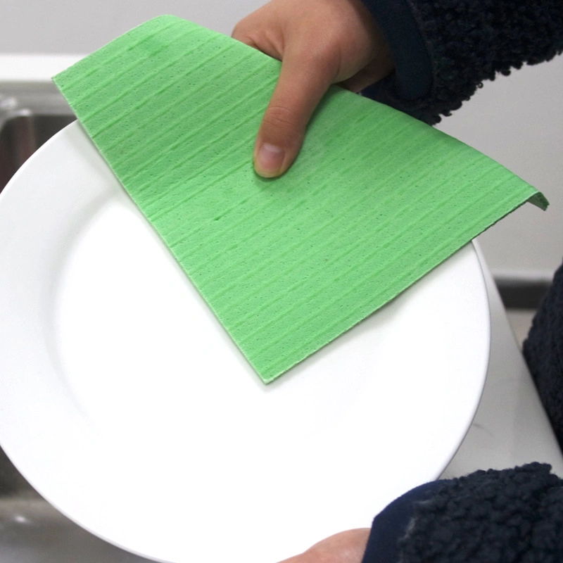 Premium Eco Biodegradable Compostable Reusable Swedish Ultra Absorbent Cellulose Sponge Cloth Dishcloth for Kitchen Cleaning