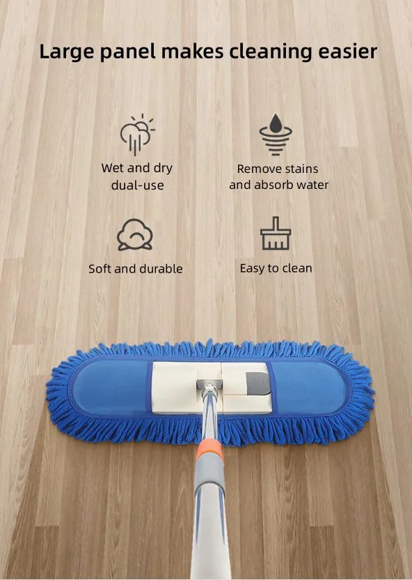 Telescopic Rod Folding Flat Mop Fiber Absorbent Clean Floor Replacement Mop Cloth